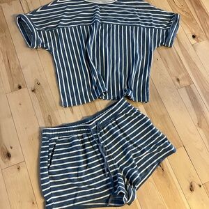 Striped Blue and White Lounge Set